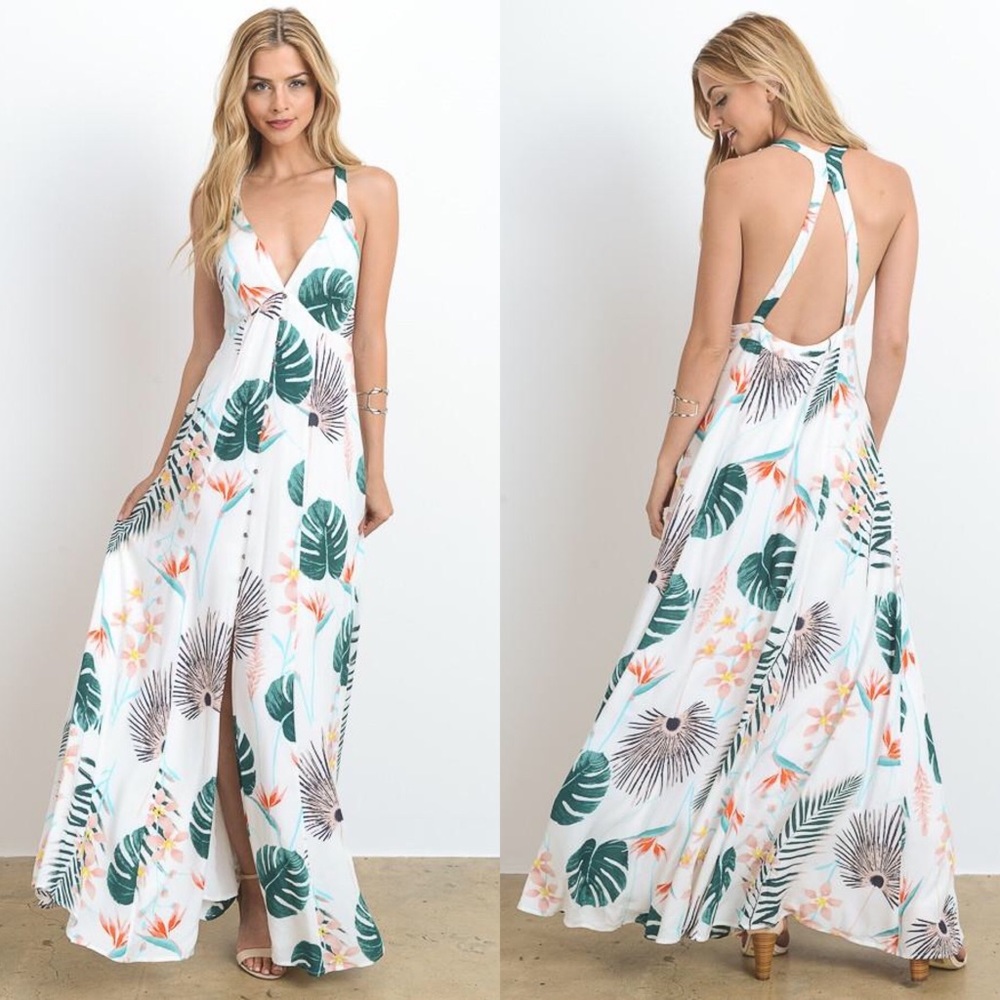 🎉HP🎉Tropical Palm Leaves Maxi Dress - Picture 2 of 6